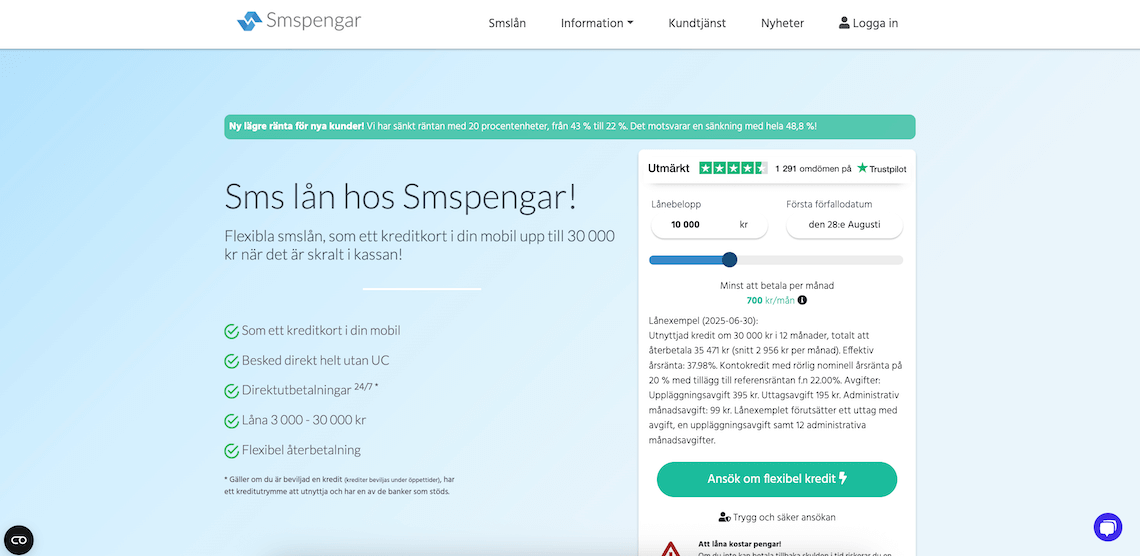 Smspengar hemsida