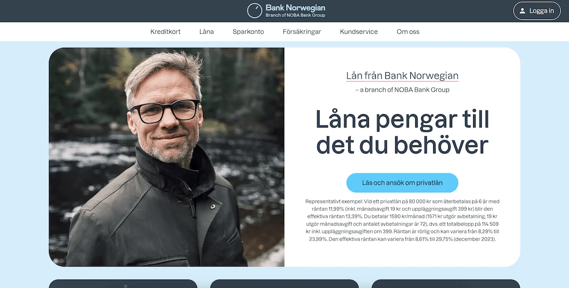 Bank Norwegian hemsida