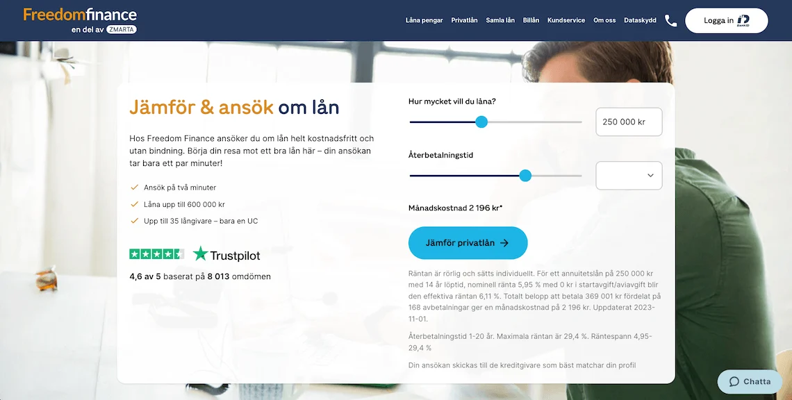 Freedom Finance hemsida