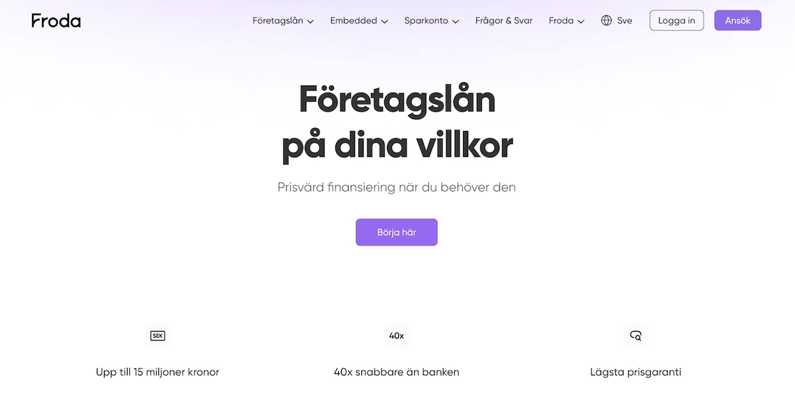 Froda Företagslån hemsida