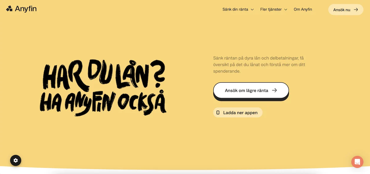Anyfin hemsida
