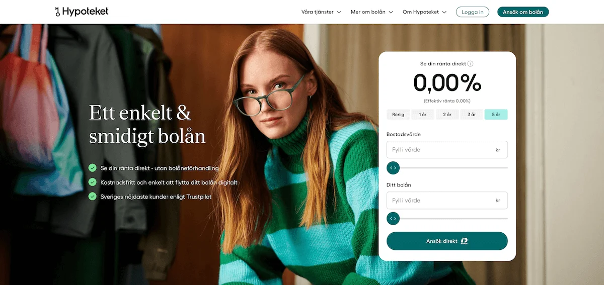 Hypoteket Bolån hemsida