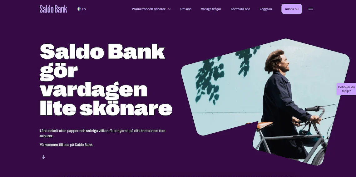 Saldo Bank hemsida