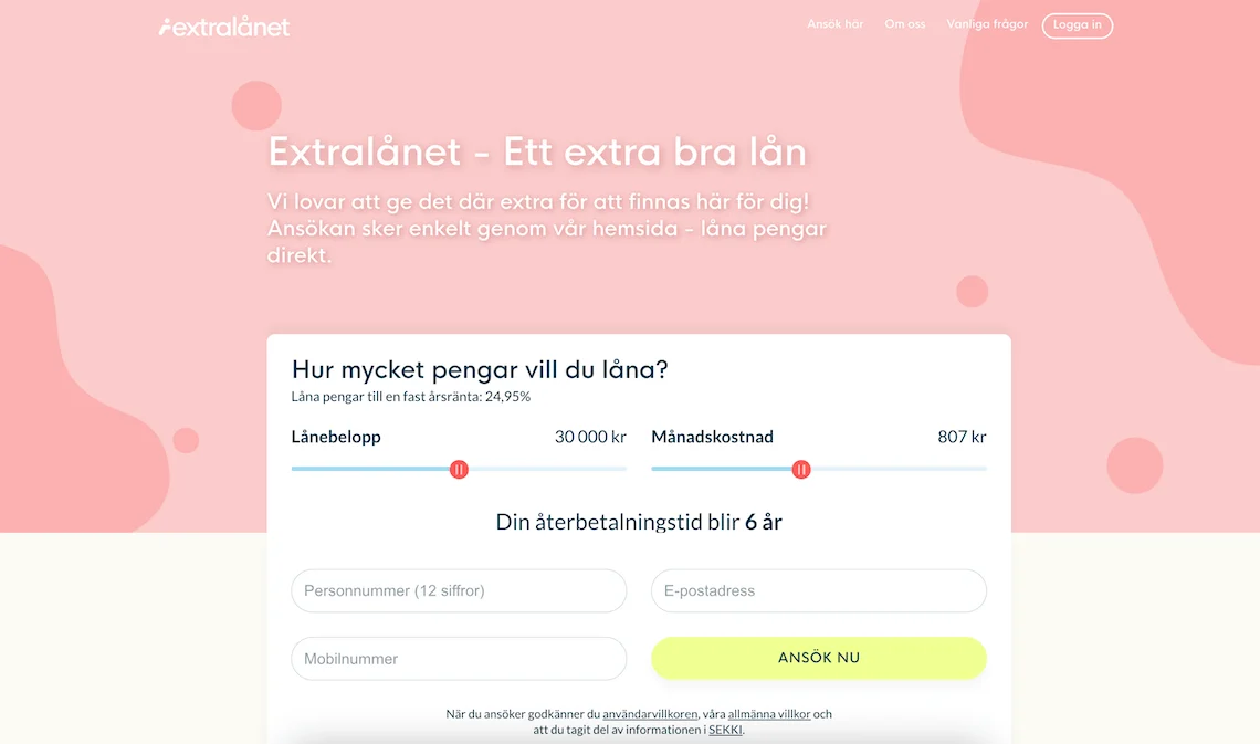 Extralånet webbplats