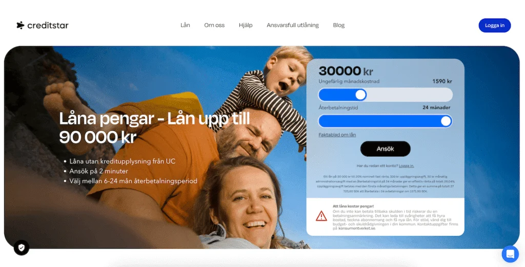 Creditstar webbplats