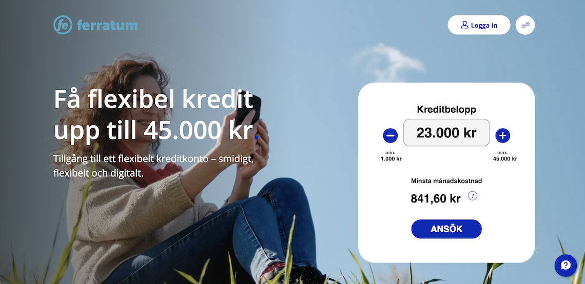 Ferratums webbplats - Där du kan ta ett snabblån utan inkomst